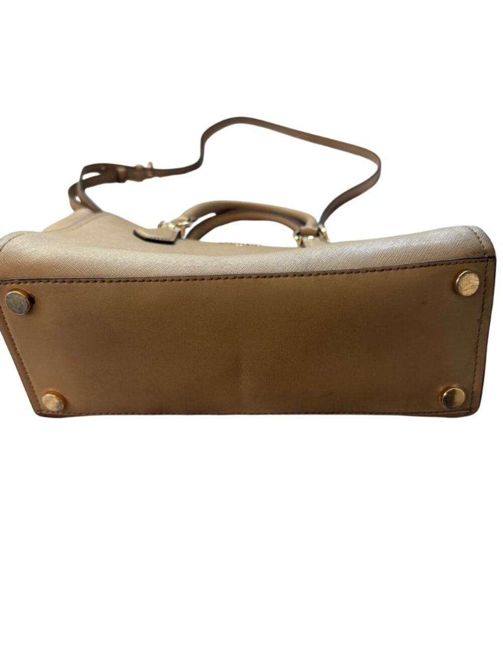Michael Kors Beige Saffiano Leather Satchel With Adjustable Crossbody Strap - Picture 4 of 11